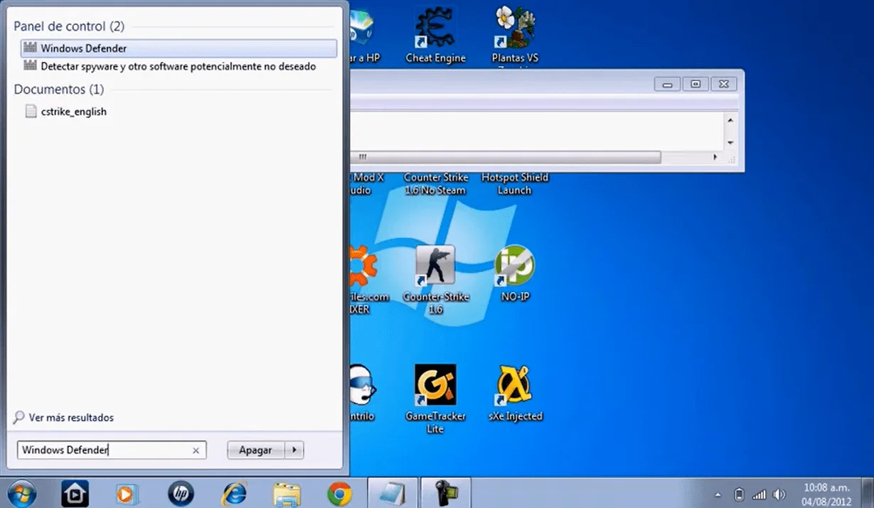 Click on the "Start Orb" and type "Defender" in the Text Box.