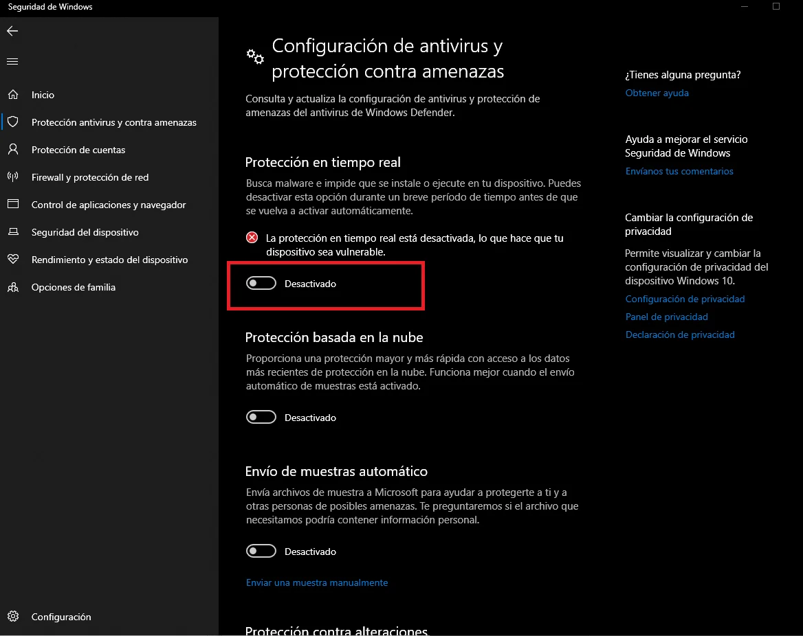 Disable our antivirus